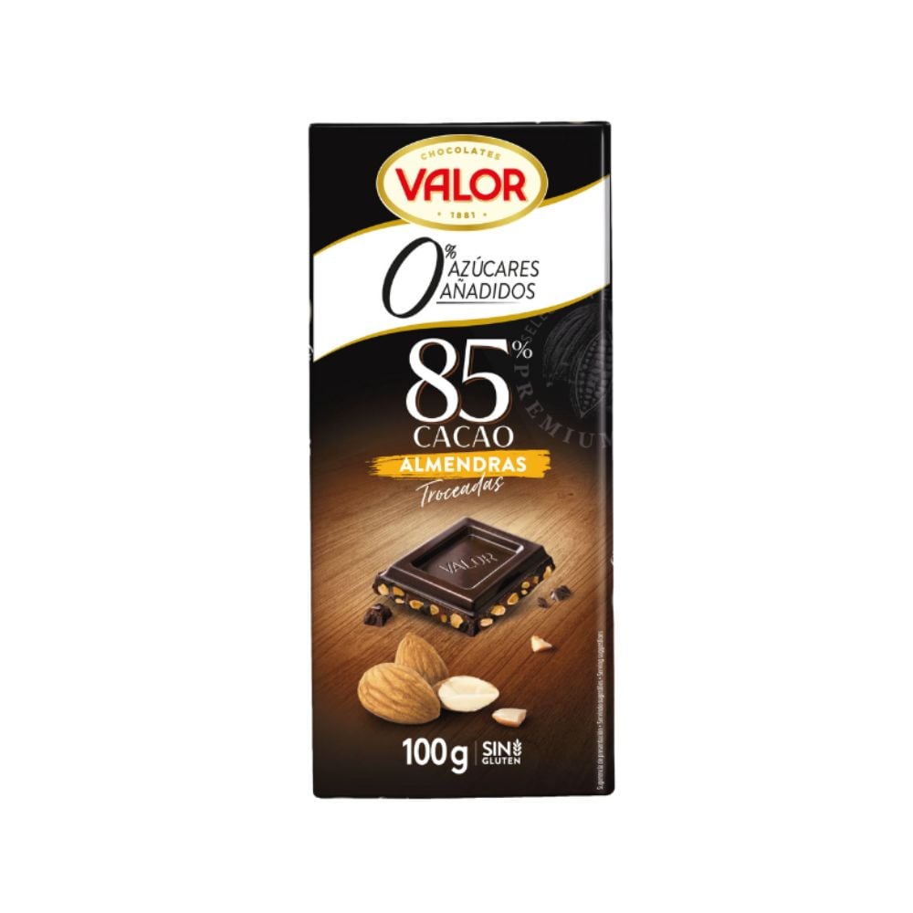 Valor 85% Dark Chocolate Almond No Added Sugar 100g