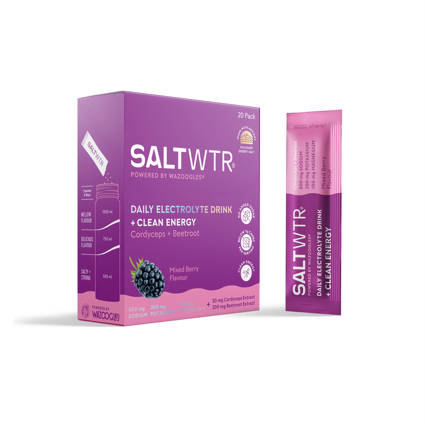 SALTWTR Electrolytes Mixed Berry Clean Energy Hydration 20s