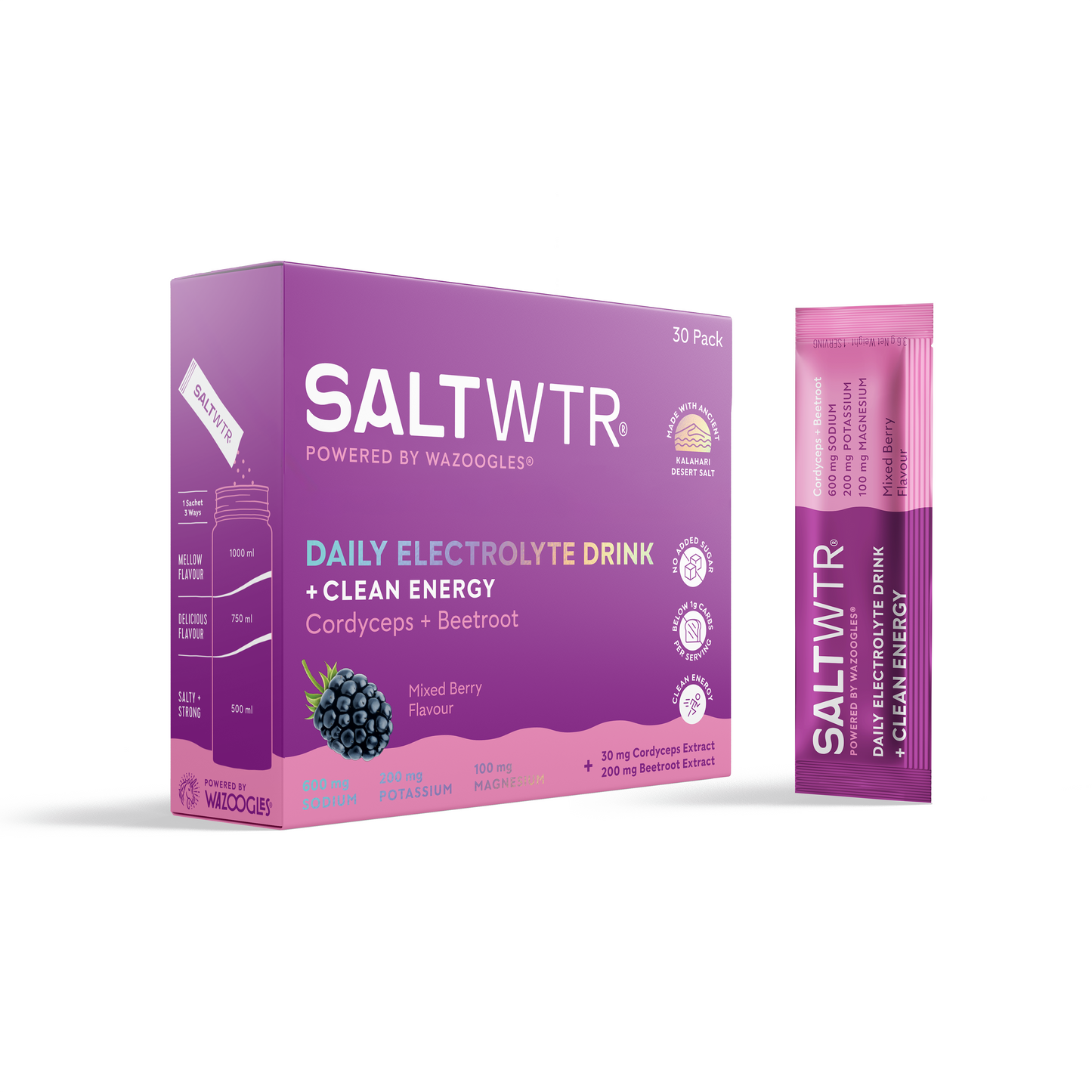 SALTWTR Electrolytes Mixed Berry Clean Energy Hydration30s
