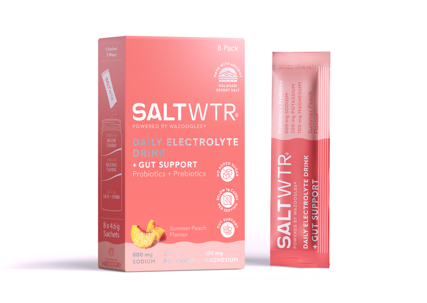 SALTWTR Electrolytes Summer Peach Gut Support Hydration 8s