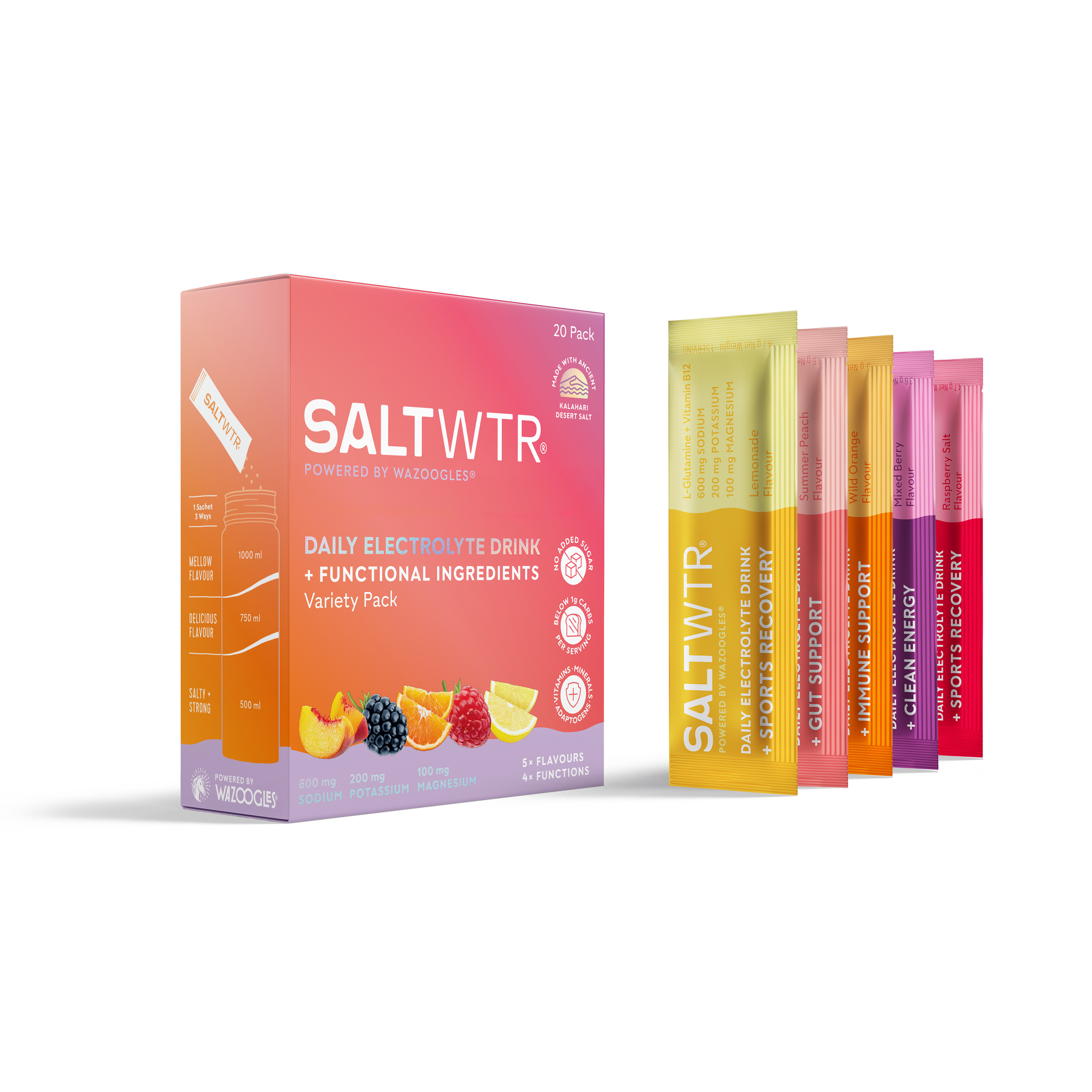 SALTWTR Electrolytes Variety Pack Clean Hydration 20s