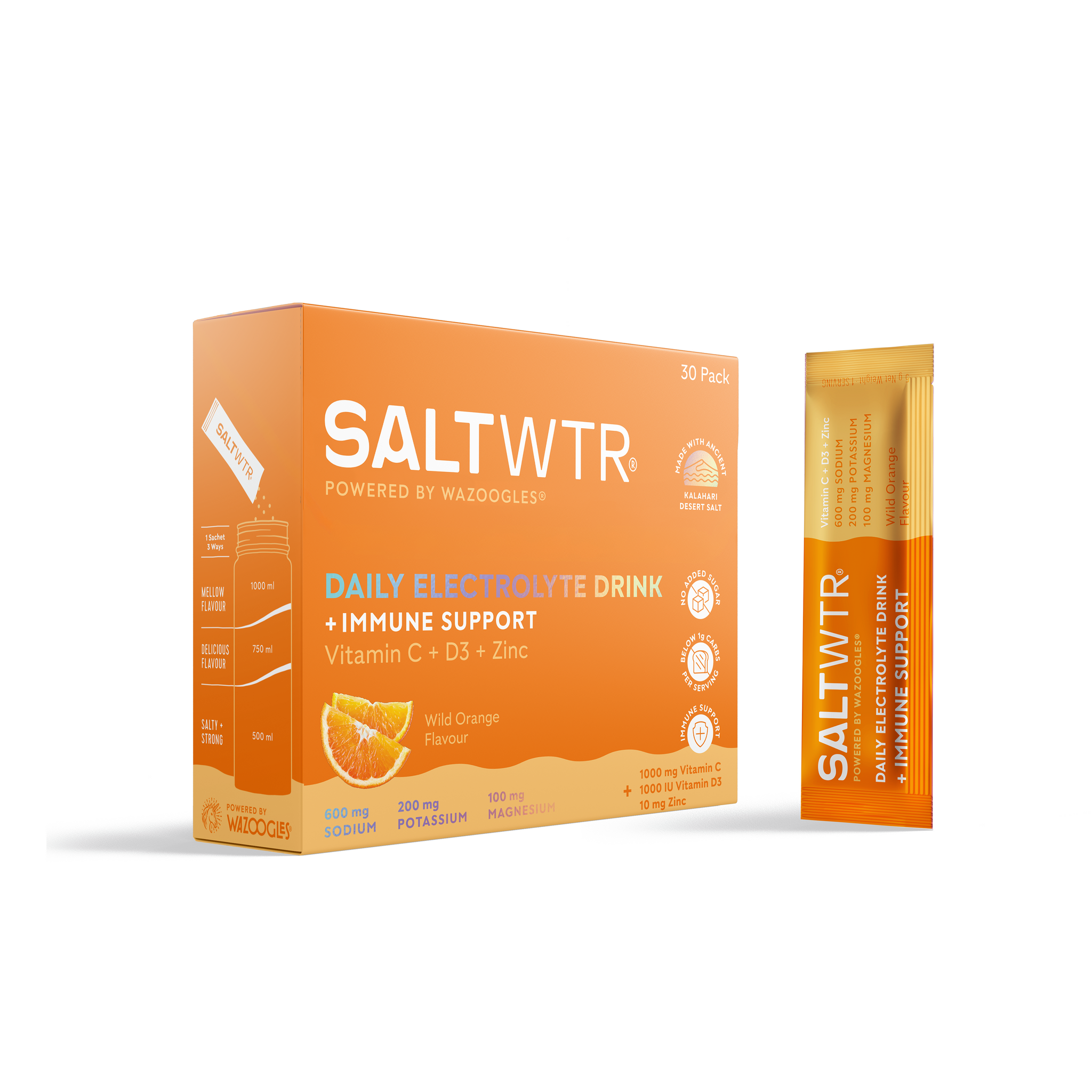 SALTWTR Electrolytes Wild Orange Immune Support 30s