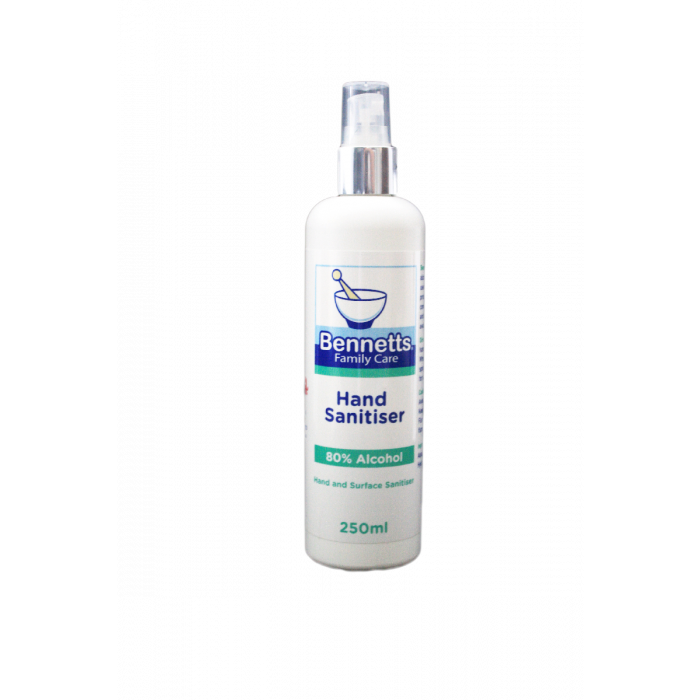 Bennetts Hand Sanitiser 80% 250ml