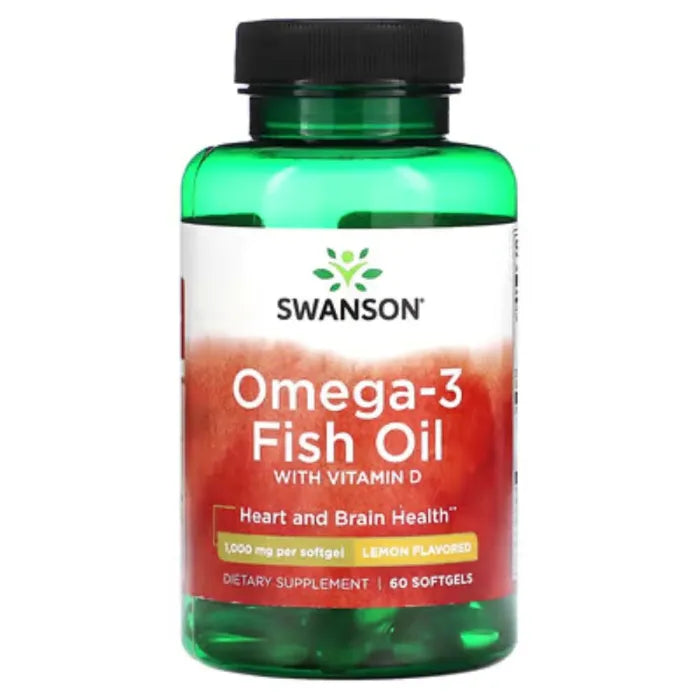 Swanson Omega-3 Fish Oil with Vitamin D Lemon Flavored 60s