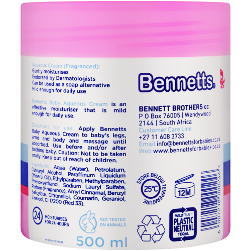 Bennetts Baby Aqueous Cream Fragranced 500ml