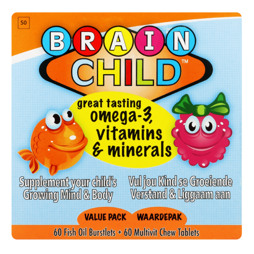 Brain Child Omega-3 Vitamins & Minerals 60 Fish Oil Burstlets and 60 Multivit Chews