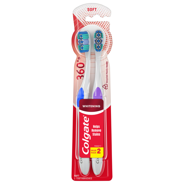 Colgate 360 Optic White Toothbrush Medium 2 Pack