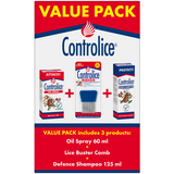 Controlice Value Pack Includes 3 Products Oil Spray + Lice Buster Comb & Defence Shampoo