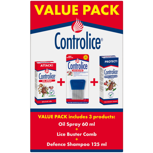 Controlice Value Pack Includes 3 Products Oil Spray + Lice Buster Comb & Defence Shampoo