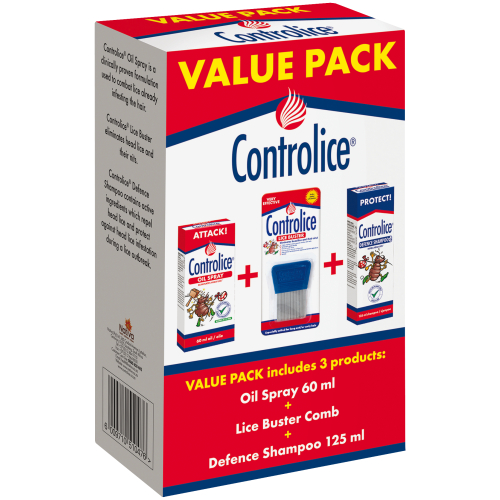 Controlice Value Pack Includes 3 Products Oil Spray + Lice Buster Comb & Defence Shampoo