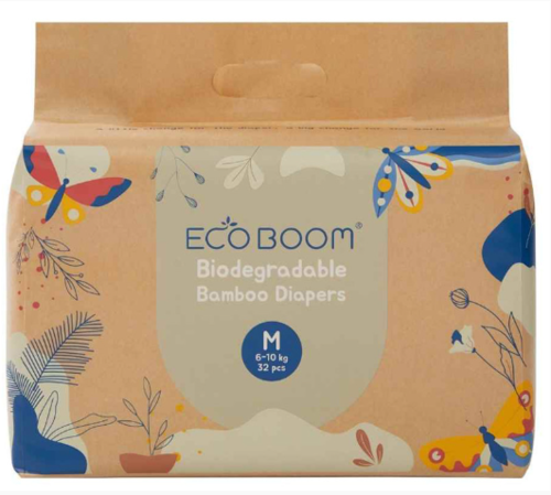 Eco Boom Bamboo Baby Nappies M (6-10Kg) 32 Pack