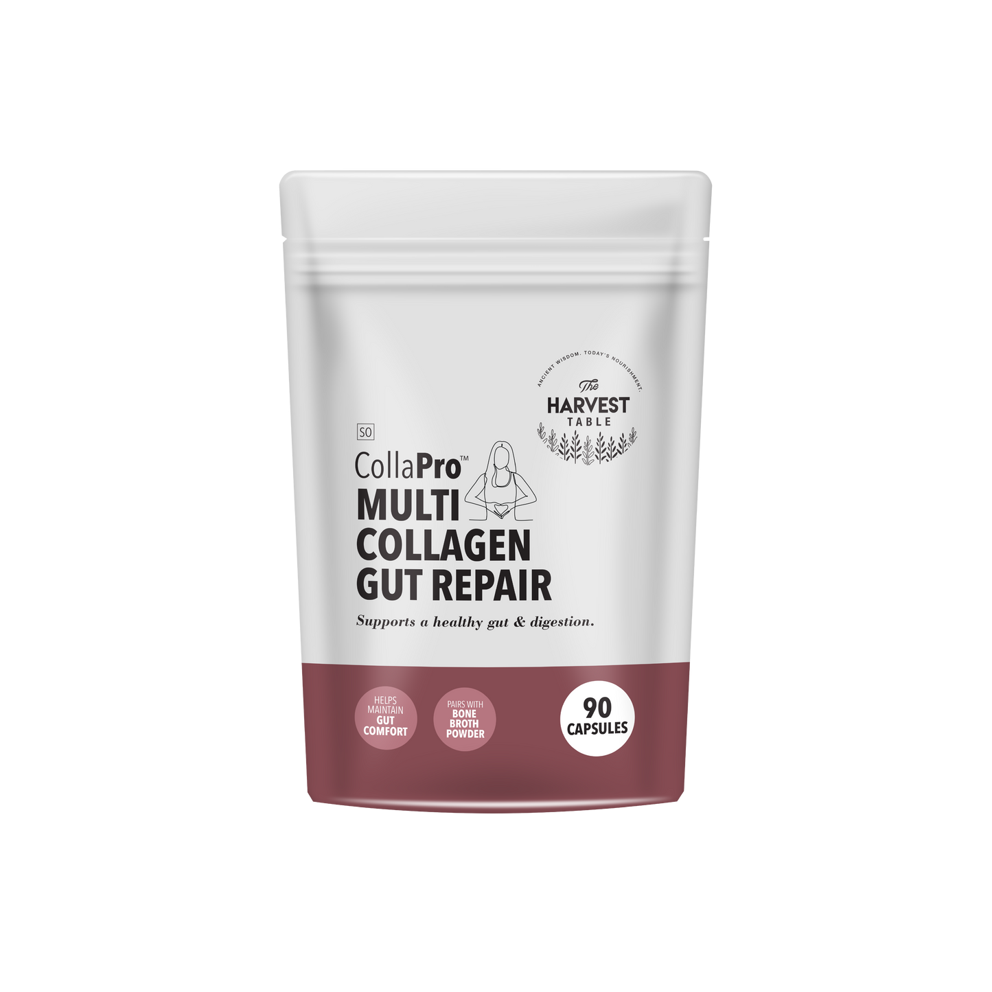 The Harvest Table CollaPro Multi Collagen Gut Repair Capsules 90 Pouch