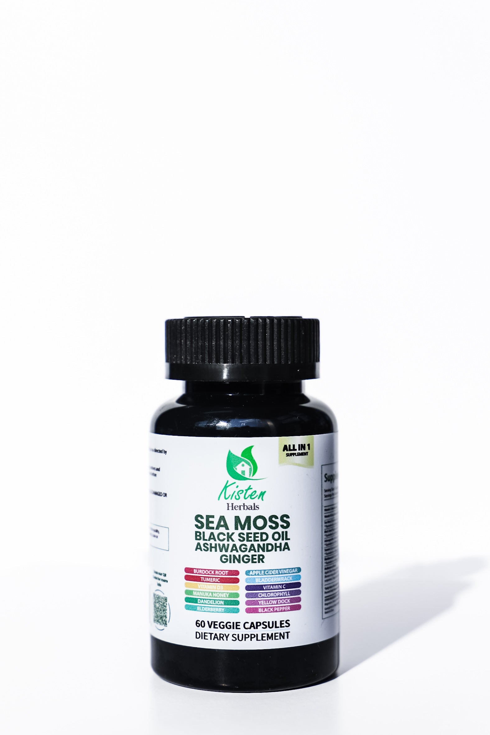Kisten Herbals Sea Moss, Black Seed, Ashwagandha, Ginger All in1 60s