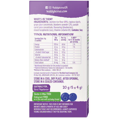 Kiddylicious Blueberry Wafers Multi-Pack 5x4g - 6 Months+