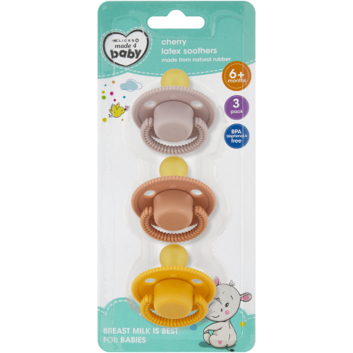 Made 4 Baby 3 Pack Latex Pacifier Pink 6-18M