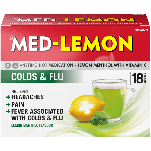 Med-Lemon Hot Medication Lemon Menthol With Vitamin C 18 Sachets