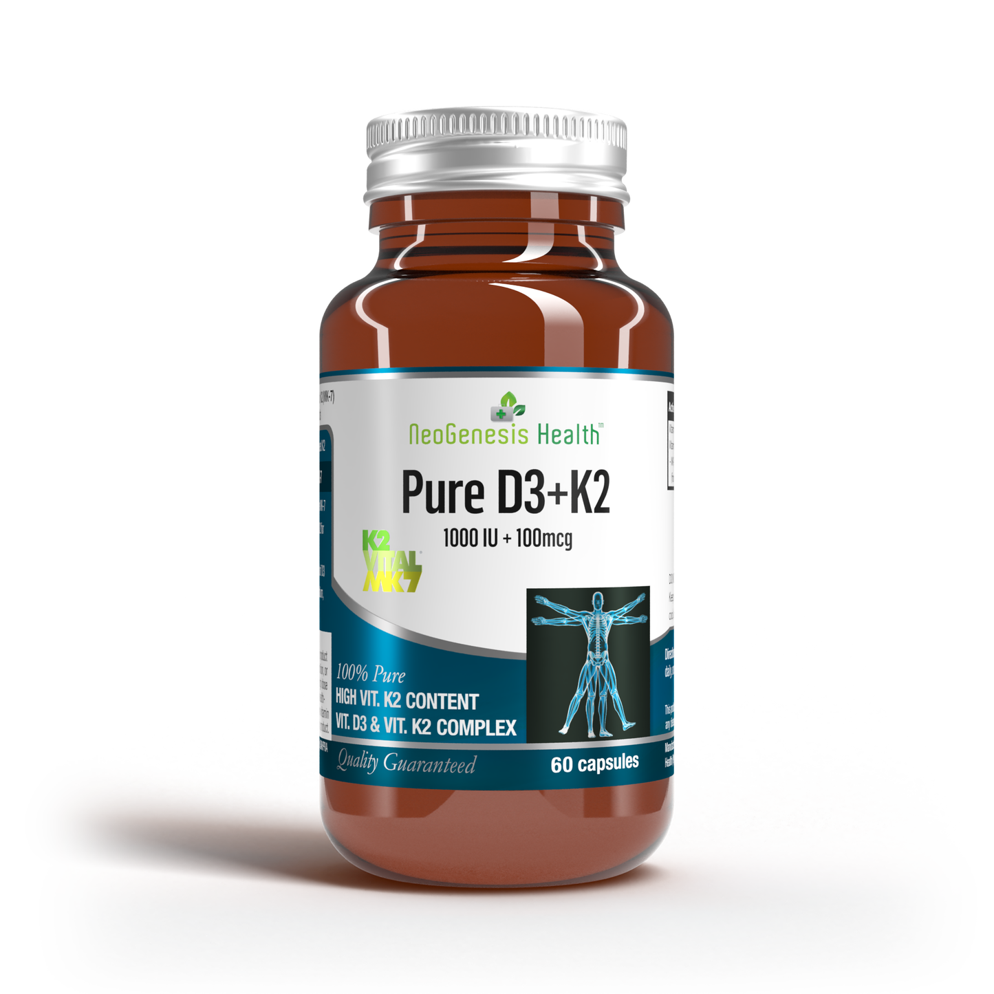 NeoGenesis Pure D3 (1000iu) + K2 (100mcg) 60s
