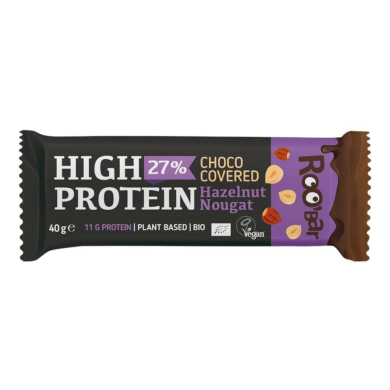 Roobar High Protein Bar Hazelnut Chocolate Covered 40g