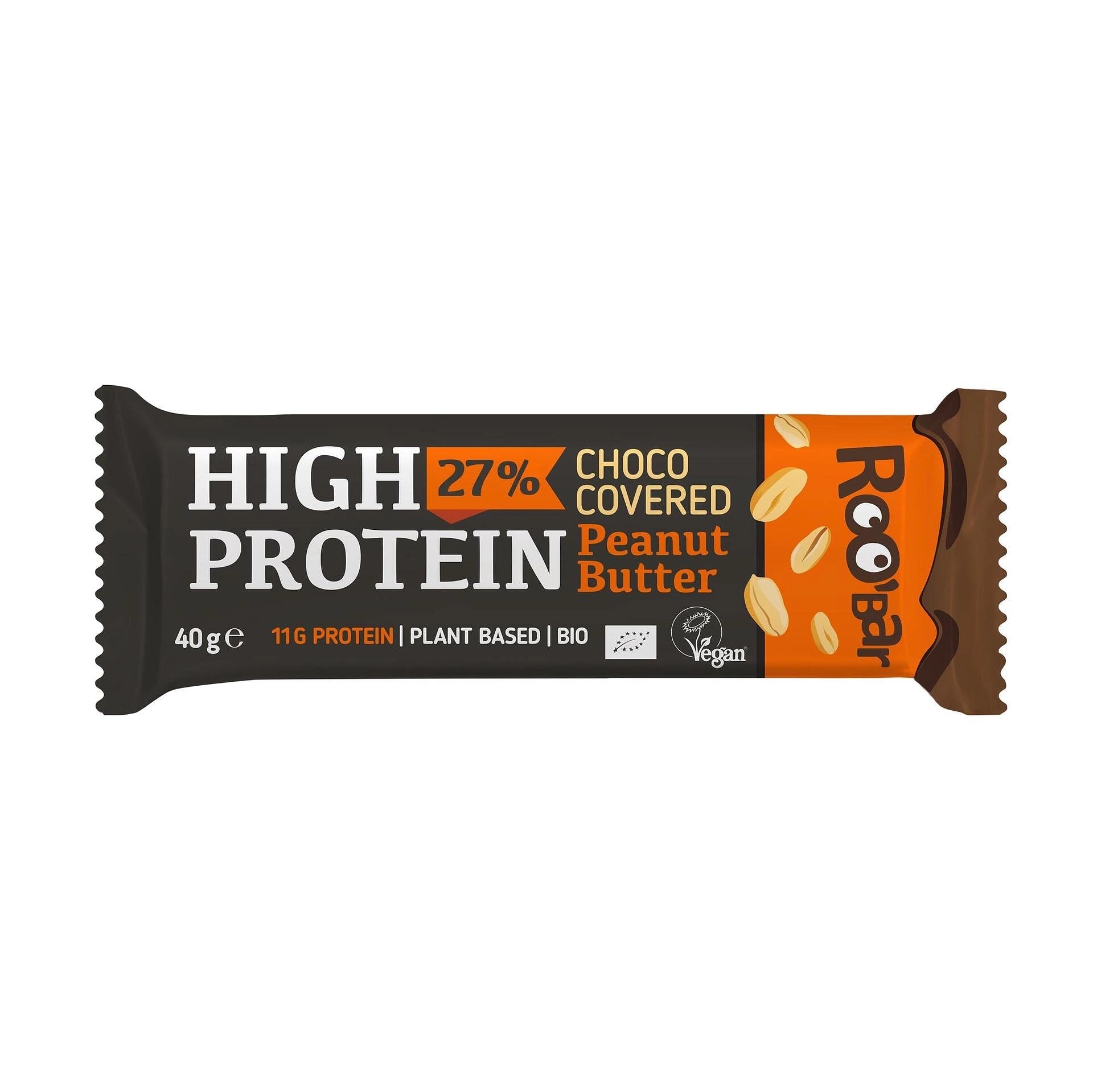 Roobar High Protein Bar Peanut Chocolate Covered 40g