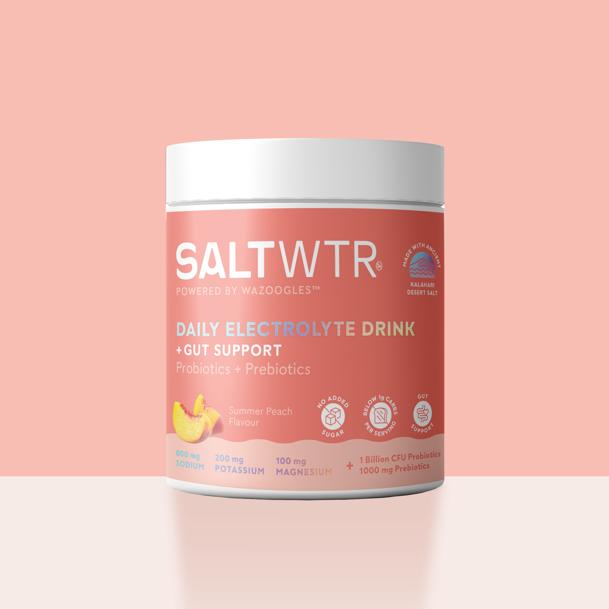 SaltWTR Daily Electrolytes 40 Serving Tub - Summer Peach | Gut Support