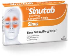Sinutab Tablets Sinus Pain 20 Tablets