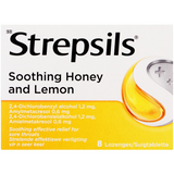 Strepsils Soothing Throat Lozenges Honey & Lemon 8 Lozenges