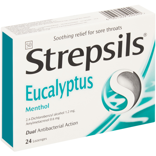 Strepsils Throat Lozenges Eucalyptus Menthol 24 Lozenges