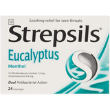 Strepsils Throat Lozenges Eucalyptus Menthol 24 Lozenges