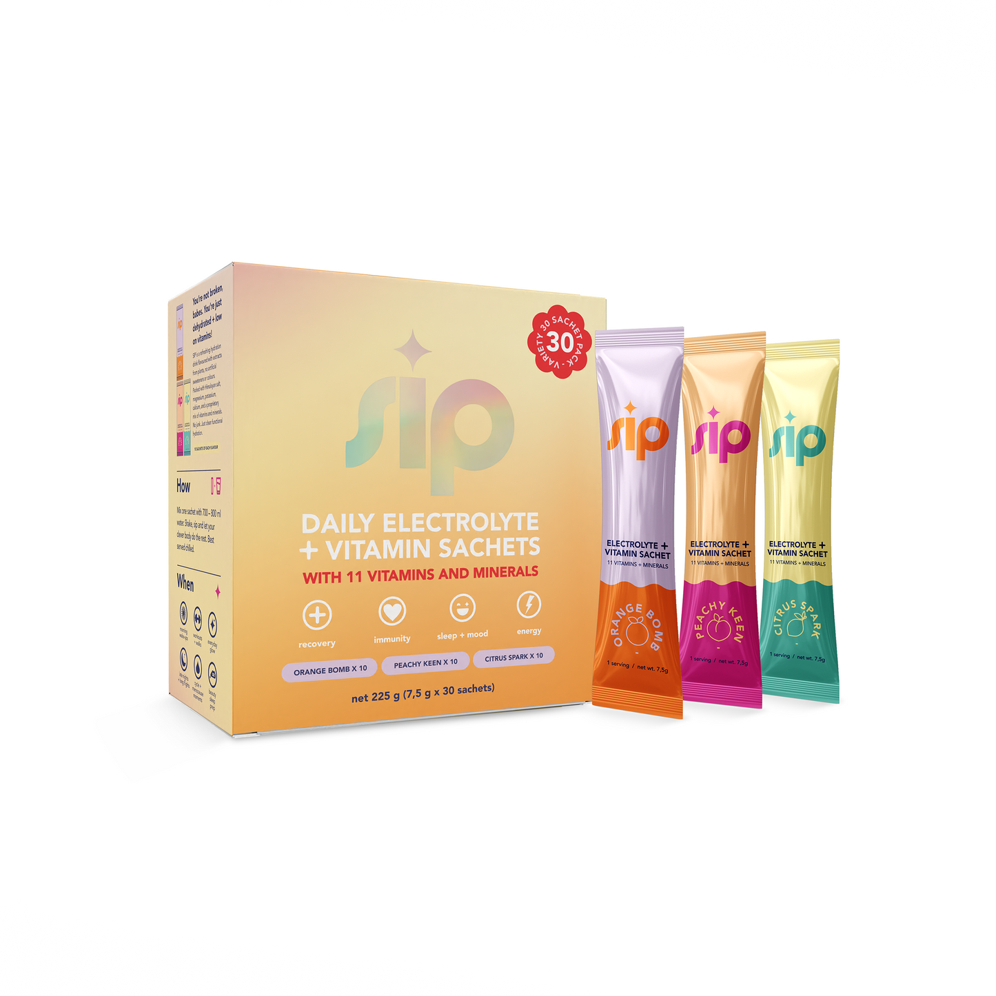 SIP Daily Electrolyte & Vitamin Sachets Mix 1 Variety 30s