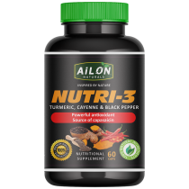 Ailon Naturals Nutri-3 Turmeric, Cayenne & Black Pepper Capsules – 60 Capsules