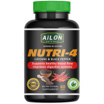 Ailon Naturals Nutri-4 Cayenne & Black Pepper Capsules – 60 Capsules