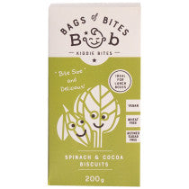 Bags of Bites Kiddies Spinach & Cocoa Biscuits 200g