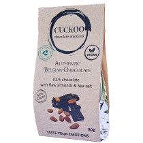 Cuckoo Chocolates Dark Chocolate 55% with Raw Almonds & Sea Salt 80g