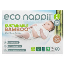 Eco Nappii Organic Diapers Size 2–3 (6kg) Single Sprout 32 Pack