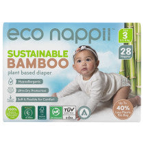 Eco Nappii Organic Diapers Size 3–5 (5–8kg) Single Sprout 28 Pack