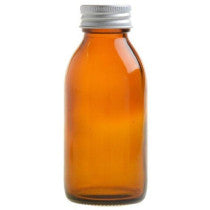 Essentially Natural 100ml Amber Glass Generic Bottle With Aluminium Screw Cap Silver 100ml