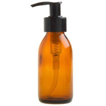 Essentially Natural 100ml Amber Glass Generic Bottle With Pump Dispenser Black 28 410 100ml