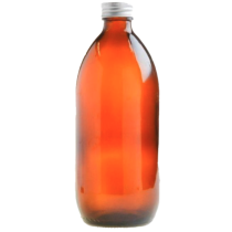 Essentially Natural 500ml Amber Glass Generic Bottle With Aluminium Screw Cap Silver 500ml