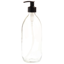 Essentially Natural 500ml Clear Glass Generic Bottle With Pump Dispenser Black 28 410 500ml