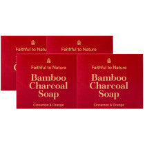 Faithful To Nature Bamboo Charcoal Soap Cinnamon Orange 4 Pack