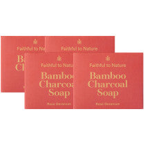 Faithful To Nature Bamboo Charcoal Soap Rose Geranium 4 Pack
