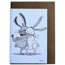 Growing Paper Greeting Card Hugging Bunnies 