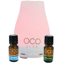 Oco Life Small White Diffuser With 2 Oils Breathe Reawaken 