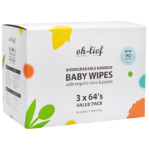 Oh-Lief Biodegradable Bamboo Baby Wipes – 192’s 