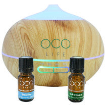 Organico By Oco Life Zen Light Wood Grain Ultrasonic Diffuser With Reawaken 10ml