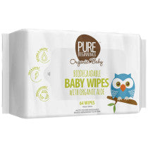 Pure Beginnings Gentle Bamboo Baby Wipes with Organic Aloe – Single Unit 64 Wipes
