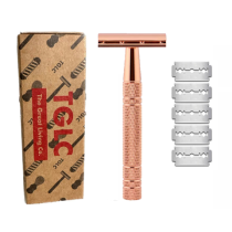 The Great Living Co Premium Double Edge Safety Razor Plus 5 Blades Rose Gold 5 Pack
