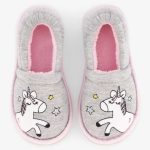 Unicorn Stokie Slippers Grey (Size 4-13) Younger Girl